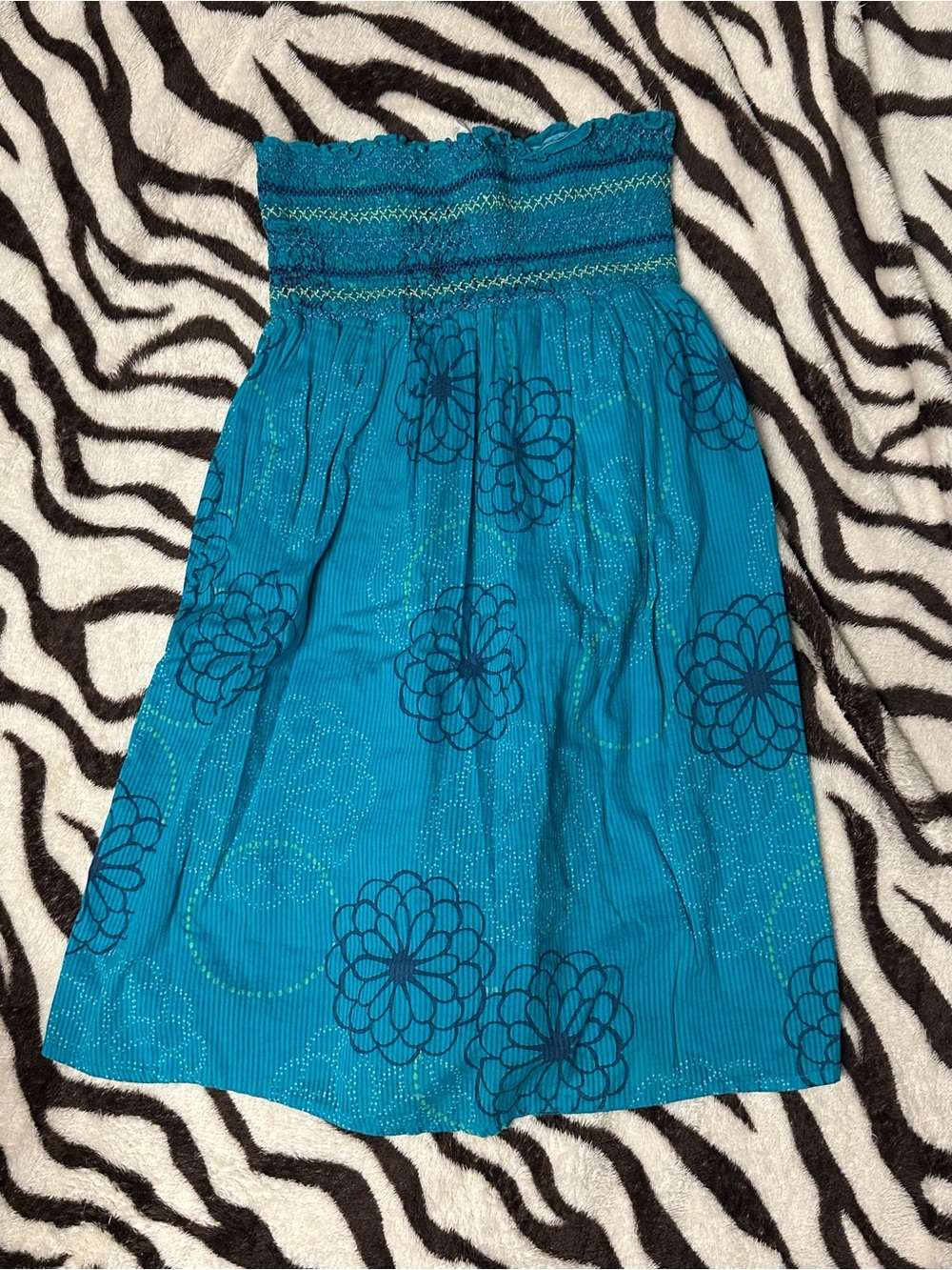 Aeropostale Teal Strapless Floral Sundress